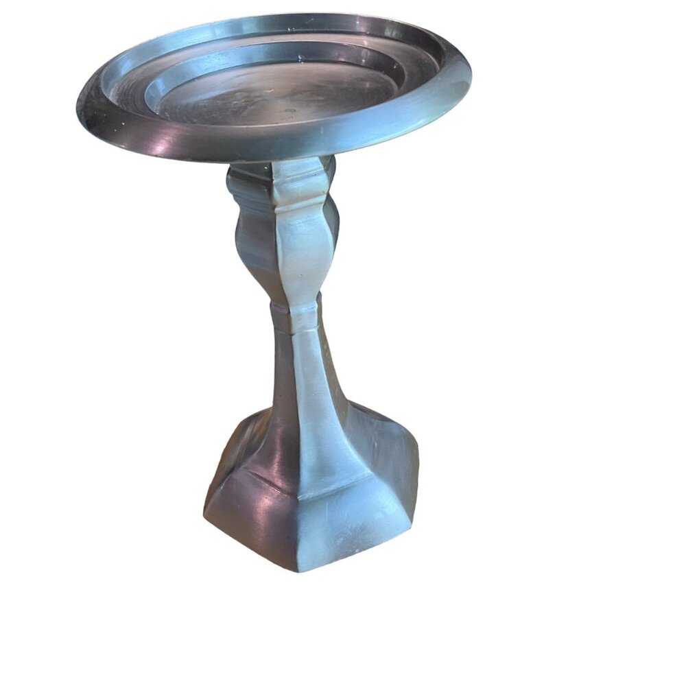 Pewter Brass Pillar Candle Holder 7.25"T x 4.75" Diameter